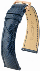 Leather strap Hirsch London 04266180-7, Blue, lizard skin, Quick Release