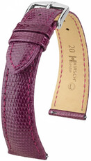Leather strap Hirsch London 04266187-2, purple, lizard skin, Quick Release