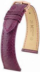Leather strap Hirsch London 04266187-7, purple, lizard skin, Quick Release