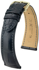 Leather strap Hirsch London L 04207059NQ-1, black, alligator leather, length L