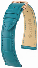 Leather strap Hirsch London L 04207083-7, blue, alligator leather, length L, Quick Release