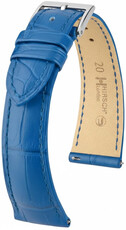 Leather strap Hirsch London L 04207085-2, blue, alligator leather, length L, Quick Release