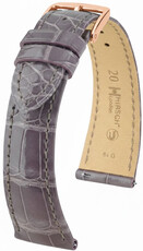 Leather strap Hirsch London L 04307012-7, purple, alligator leather, length L, Quick Release