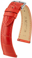 Leather strap Hirsch London L 04307029-2, red, alligator leather, length L, Quick Release