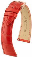 Leather strap Hirsch London L 04307029-7, red, alligator leather, length L, Quick Release