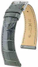 Leather strap Hirsch London L 04307030-2, grey, alligator leather, length L, Quick Release