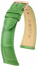 Leather strap Hirsch London L 04307042-7, green, alligator leather, length L, Quick Release