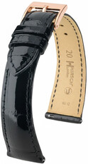 Leather strap Hirsch London L 04307050-7, black, alligator leather, length L, Quick Release