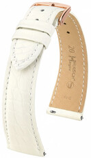 Leather strap Hirsch Regent 04107109-7, White, alligator skin, Quick Release