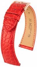Leather strap Hirsch Regent L 04107029-7, red, alligator leather, length L, Quick Release
