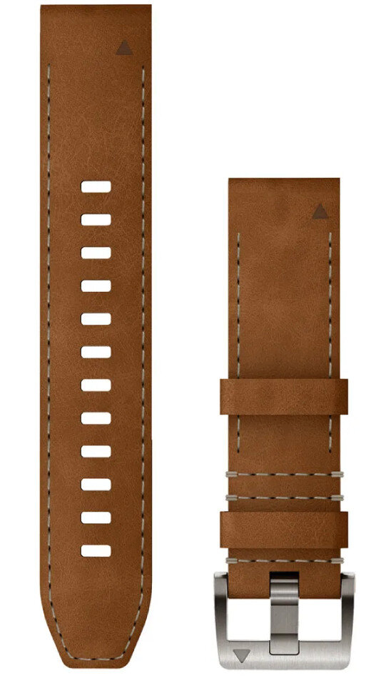 Strap Garmin QuickFit 22mm leather FKM brown silver clasp Fenix 7 6 5 Epix 2 aj. Hodinky 365