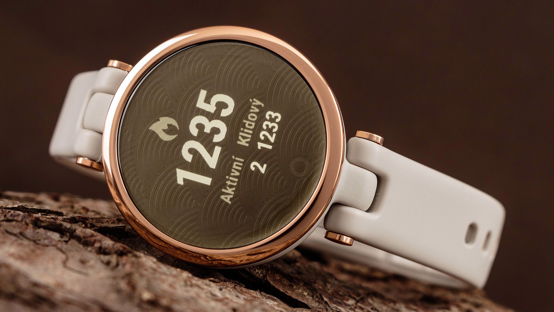 Garmin Lily Sport Rose Gold/Light Sand Silicone Band | Hodinky-365.com