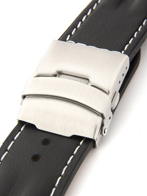 Men's black leather strap W-052-A