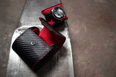 Watch case Friedrich Lederwaren Carbon 32057-2