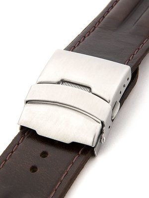 Men's leather brown strap with brown stitching for watches W-052-B1