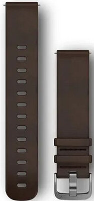 Strap Garmin Quick Release 20mm, leather, dark brown, silver clasp (Venu, Venu Sq, Venu 2 plus aj.)