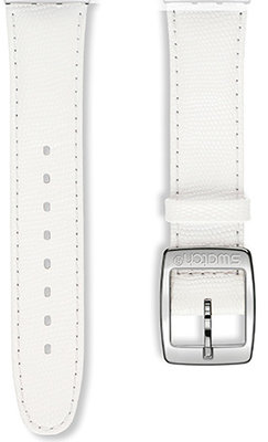 Unisex white leather strap for watches Swatch AYAS109