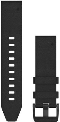 Strap Garmin QuickFit 22mm, leather ,black, black clasp (Fenix 7/6/5, Epix 2 aj.)