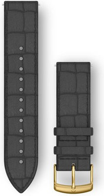 Strap Garmin Quick Release 20mm, leather, black, golden clasp (Venu Sq, Venu 2 plus aj.)