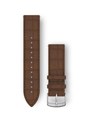 Strap Garmin Quick Release 20mm, leather, brown, silver clasp (Venu, Venu Sq, Venu 2 plus aj.)