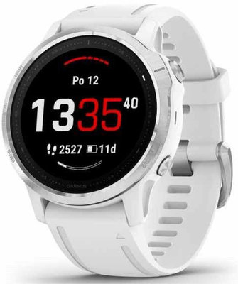 Garmin Fenix 6S Glass, Silver/White Band