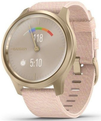 Garmin Vívomove 3 Style, Light Gold / Pink Nylon Band