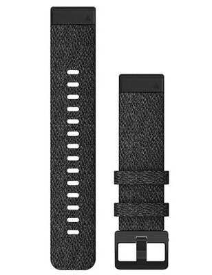 Strap Garmin QuickFit 20mm, nylon, black, black clasp (Fenix 7S/6S/5S)