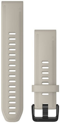 Strap Garmin QuickFit 20mm, silicone, beige, black clasp (Fenix 7S/6S/5S)