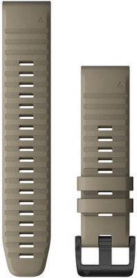 Strap Garmin QuickFit 22mm, silicone, beige, black clasp (Fenix 7/6/5, Epix 2 aj.)