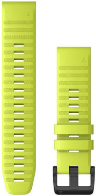 Strap Garmin QuickFit 22mm, silicone, yellow, black clasp (Fenix 7/6/5, Epix 2, MARQ aj.)