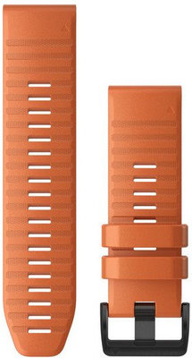 Strap Garmin QuickFit 26mm, silicone, orange, black clasp (Fenix 7X/6X/5X, Tactix aj.)