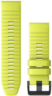 Strap Garmin QuickFit 26mm, silicone, yellow, black clasp (Fenix 7X/6X/5X, Tactix aj.)