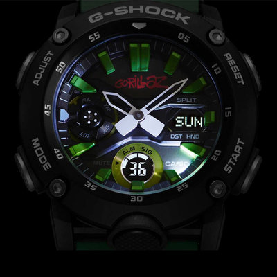 Casio G-Shock Original GA-2000GZ-3AER Carbon Core Guard G-Shock x Gorillaz Camo Limited Edition (+ spare strap)