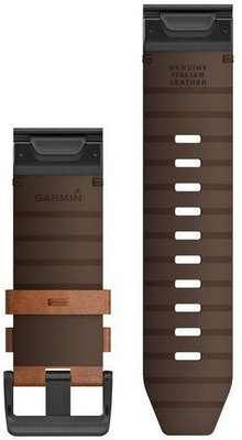 Leather strap Garmin 26mm (for Garmin Fenix 8/7X/6X (51mm), Tactix, etc.), brown, QuickFit, 010-12864-05