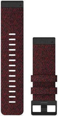 Strap Garmin QuickFit 26mm, nylon, red, black clasp (Fenix 7X/6X/5X, Tactix aj.)