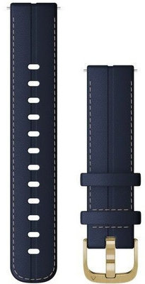 Strap Garmin Quick Release 18mm, leather, blue, golden clasp (Venu 2S, Vívoactive 4S, Vívomove 3S)