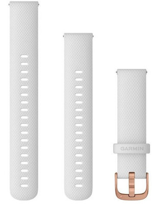 Strap Garmin Quick Release 18mm, silicone, white, pink-gold clasp (Venu 2S, Vívoactive 4S, Vívomove 3S)