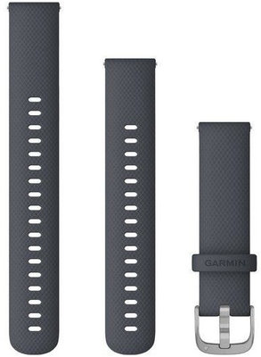 Strap Garmin Quick Release 18mm, silicone, dark grey, silver clasp (Venu 2S, Vívoactive 4S, Vívomove 3S)