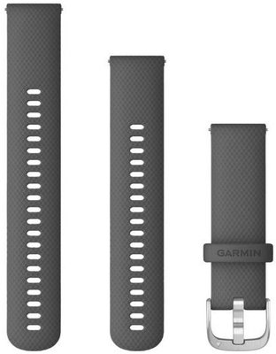 Garmin Strap Quick Release 22mm, silicone dark grey, silver clasp (+ elongated part)