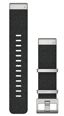 Strap Garmin QuickFit 22mm, nylon, black, silver clasp (Fenix 7/6/5, Epix 2 aj.)