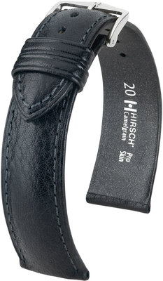 Black leather strap Hirsch Camelgrain L 01009050-2 (Calfskin)