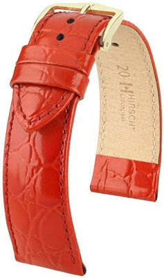 Red leather strap Hirsch Crocograin M 12302820-1 (Calfskin)