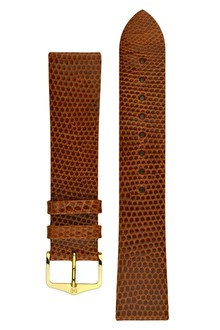 Brown leather strap Hirsch Lizard L 01766070-1 (Lizard leather)