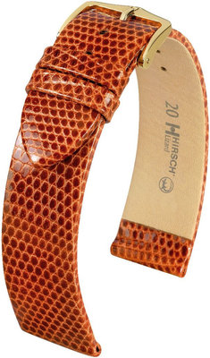 Brown leather strap Hirsch Lizard L 01766070-1 (Lizard leather)