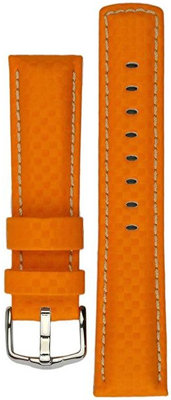 Orange leather strap Hirsch Carbon L 02592076-2 (Calfskin)