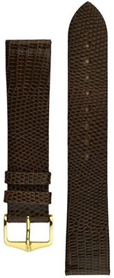 Dark brown leather strap Hirsch Lizard L 01766010-1 (Lizard leather)