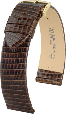 Dark brown leather strap Hirsch Lizard L 01766010-1 (Lizard leather)