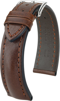 Dark brown leather strap Hirsch Lucca L 04902010-2 (Calfskin)