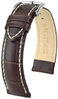 Dark brown leather strap Hirsch Modena L 10302810-2 (Calfskin)