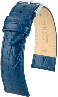 Dark blue leather strap Hirsch Crocograin M 12302880-1 (Calfskin)